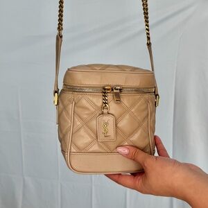 YVES SAINT LAURENT Vanity Crossbody Bag in Beige gold vintage